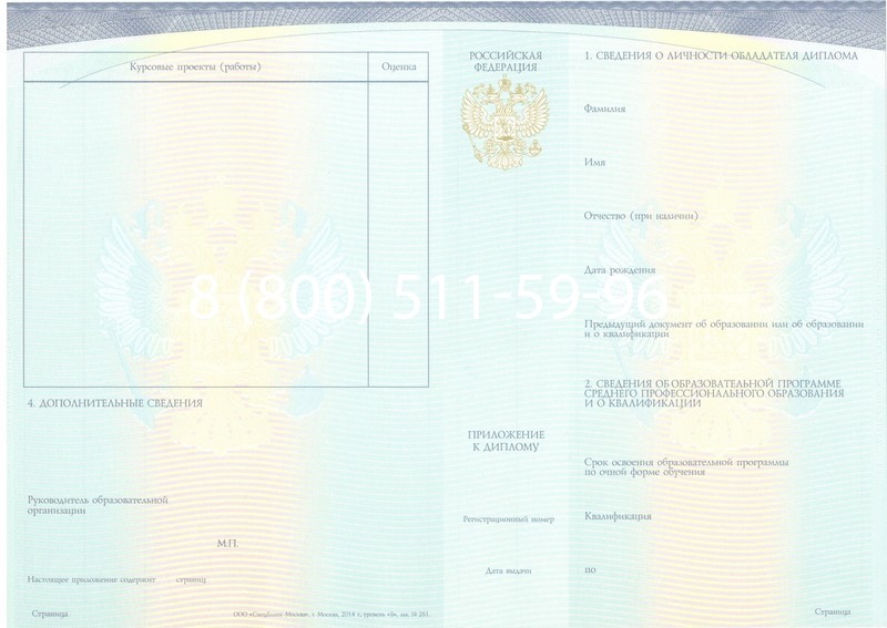 Купить Диплом техникума (Спецбланк) 2014-2024 года в Альметьевске